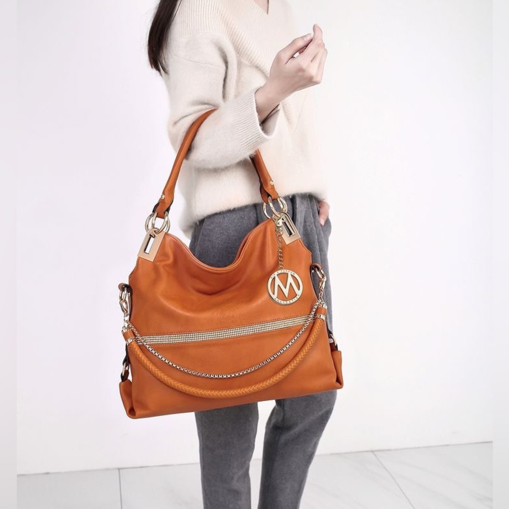 ❤️Mia K Farrow NWT Cognac Elegant Women's Shoulder Bag.